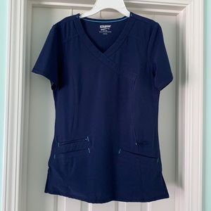 women’s scrub top navy blue